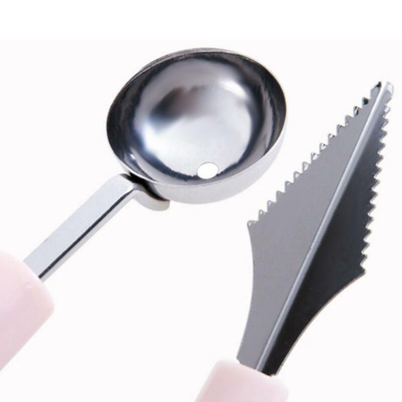 Kitchen Accessories Dual-head Stainless Steel Carving Knife Fruit Watermelon Ice Cream Baller Scoop Stacks Spoon Home gadgets