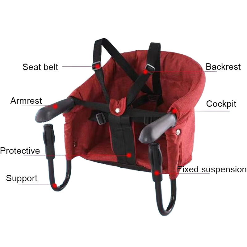 Trona plegable para cena de bebé, asiento de refuerzo portátil para alimentación de bebé, con cinturón de seguridad