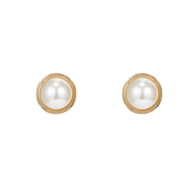 QEENKISS EG7606 Fine Jewelry Wholesale Fashion Woman Birthday Wedding Gift Round Pearl 925 Sterling Silver Needle Stud Earrings