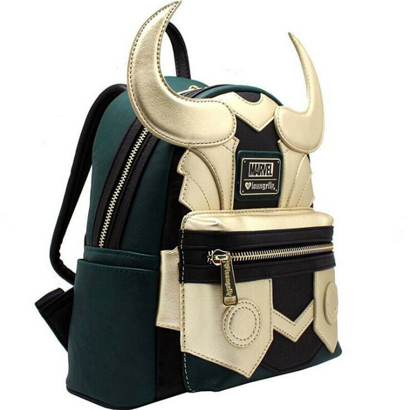 Novedosa mochila Loki de película de los Vengadores de Marvel, mochila clásica de moda con forma de lucha verde y dorada, bolsa de hombro elegante para regalo