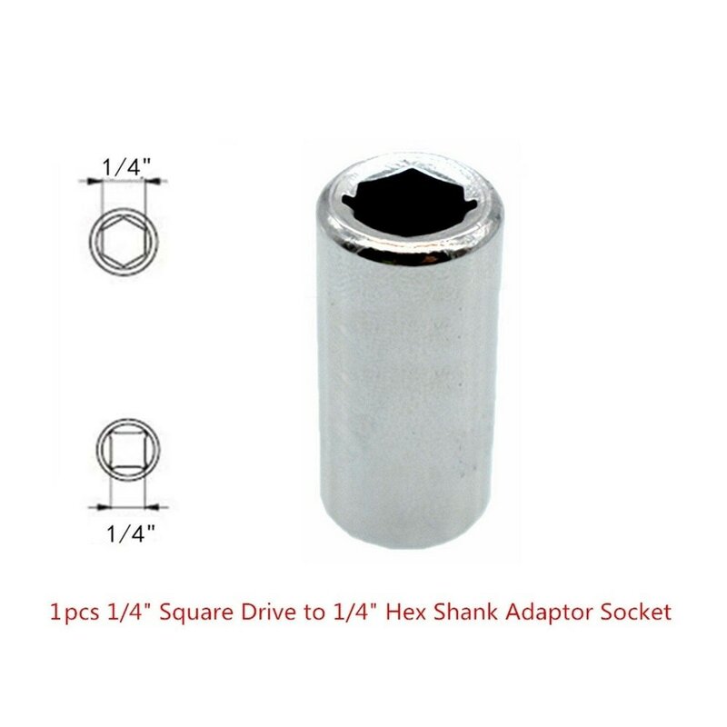 1/4" Square Drive To 1/4" Hex Shank Impact Socket Bits Converter Quick Release Screwdriver Holder Conversion Adapter Tool