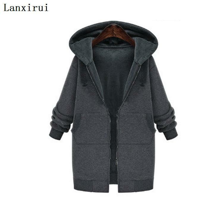 Lanxirui-abrigo con capucha y solapa grande para mujer, ropa de algodón holgada de sección larga y gruesa para invierno