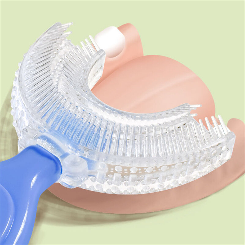เด็กอ่อนซิลิโคนแปรงสีฟันเด็กทารกทันตกรรม Oral Care ยาสีฟันสูตรเกลือผสมฟลูออไรด์ผสานพลังสมุนไพรฟันขาวสะอาดลดกลิ่นปากฟันแปรงเครื่องมือเด็ก U รูปร่างแปรงสีฟันสำหรับทารก