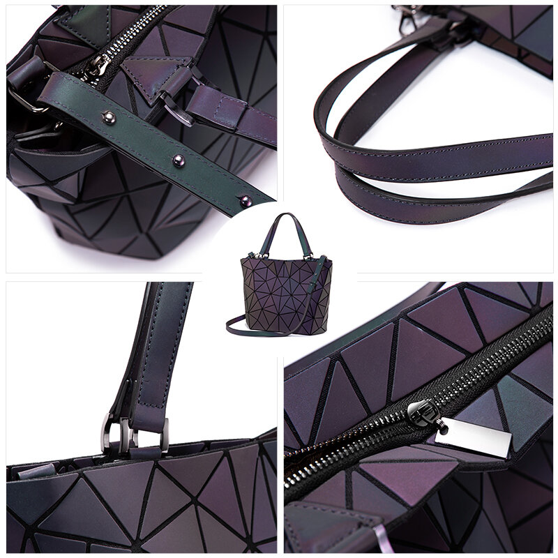 Conjunto de bolsos de mano con formas geométricas para mujer, bandolera femenina con formas geométricas luminosas, 2020