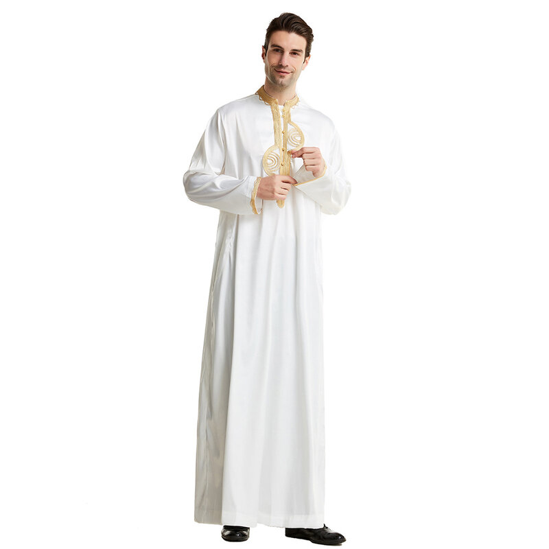 Мужское мусульманское платье с длинным рукавом Dishdasha Daffah Thobe Jubba Саудовская Арабская Тауб Кафтан Исламская одежда Abaya Дубай Ближний Восток