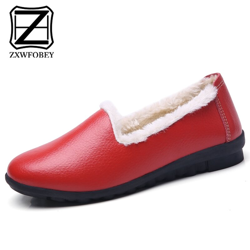 ZXWFOBEY-حذاء نسائي غير رسمي من الفراء ، نعل مطاطي ، مريح ، مانع للانزلاق ، لفصل الشتاء