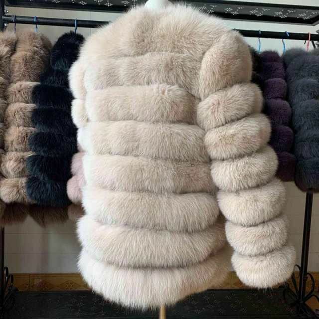 70ซม.100% จริงจริง Fur Coat ชุดแขนยาวคุณภาพ Silver Fox ผู้หญิงฤดูหนาว Warm หนาธรรมชาติ fox ขนสัตว์