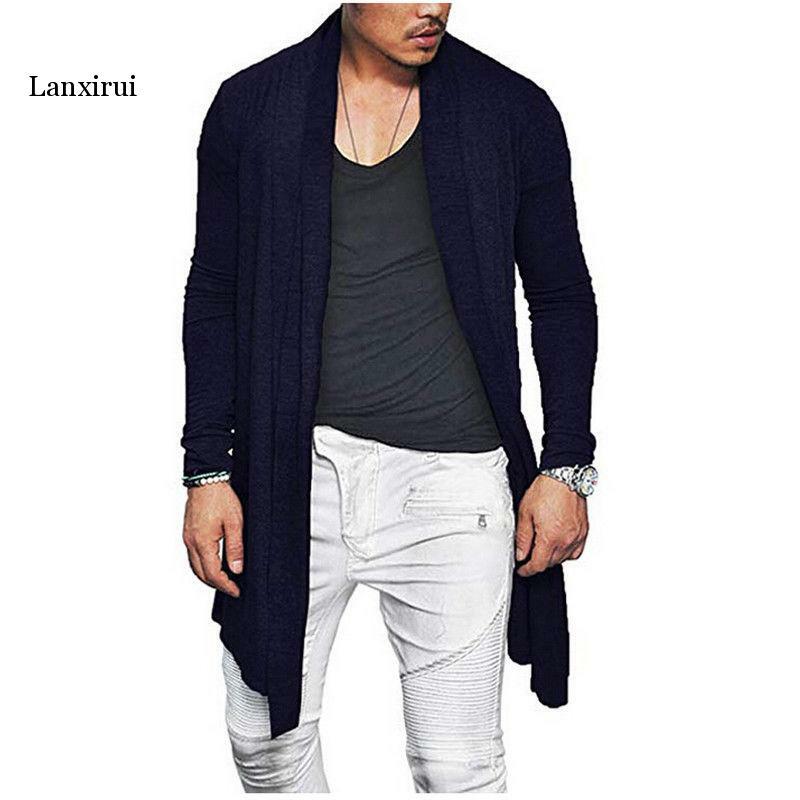 Autumn Men Stylish Knitted Cardigan Slim Fit Pleated Long Sleeve Casual Sweater Overcoat Tops M-XXXL