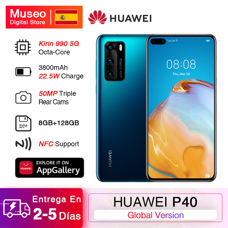 Versão global huawei p40 5g smartphone kirin 990 8gb 128gb 50mp triplo câmera 6.1 android android 10 22.5w supercharge nfc