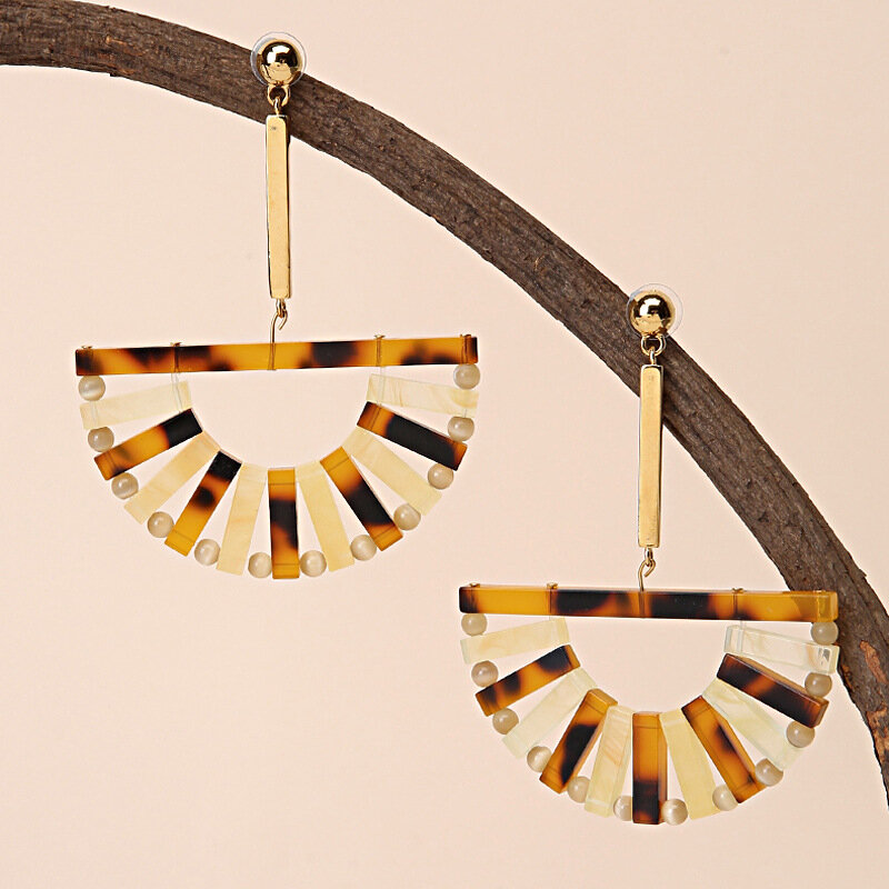 Summer Fashion Holiday Earrings/  Acrylic Handmade Fan-shaped Earrings a7318