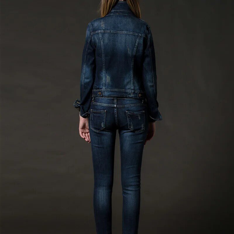 Женская джинсовая куртка в Корейском стиле с отложным воротником
