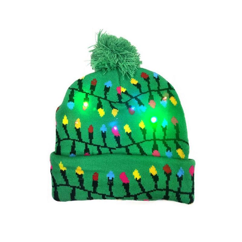 LED 니트 크리스마스 모자 비니 조명, 어린이 성인 새해 크리스마스 장식용 따뜻한 모자, 2022 년 새해