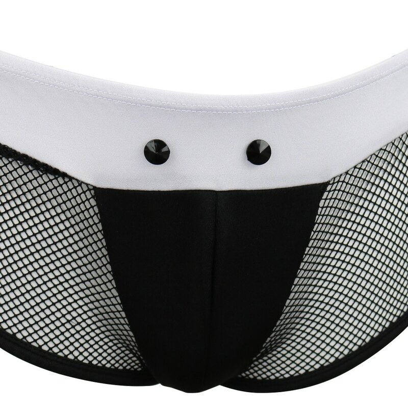 Men's Sexy Maid Servant Role Play Costume Outfits Tops Boxer Briefs Underwear with Collar Cuffs Hot Erotic Cosplay Lingerie Set