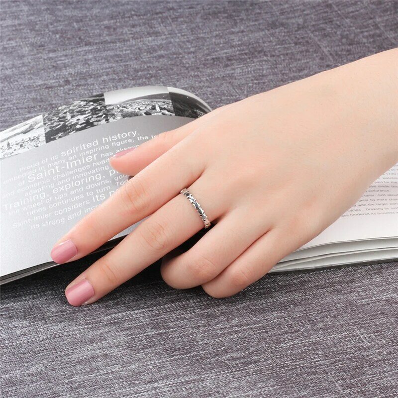 XINSOM Vintage estrella forma 925 anillos de plata esterlina para mujeres de moda coreana parte de dedo de la joyería anillos para regalo de cumpleaños 20MARR5