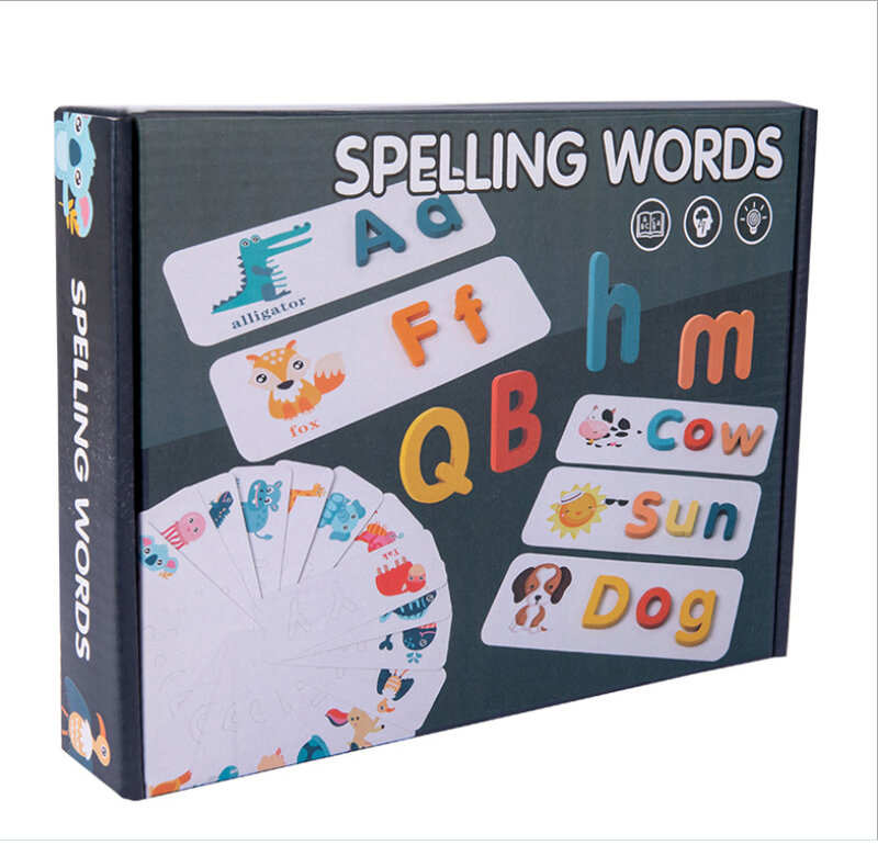 Alfabeto ABC de madera para niños, tarjetas Flash con forma a juego, juegos de letras, STEM, regalos educativos para preescolar, juguetes para niños