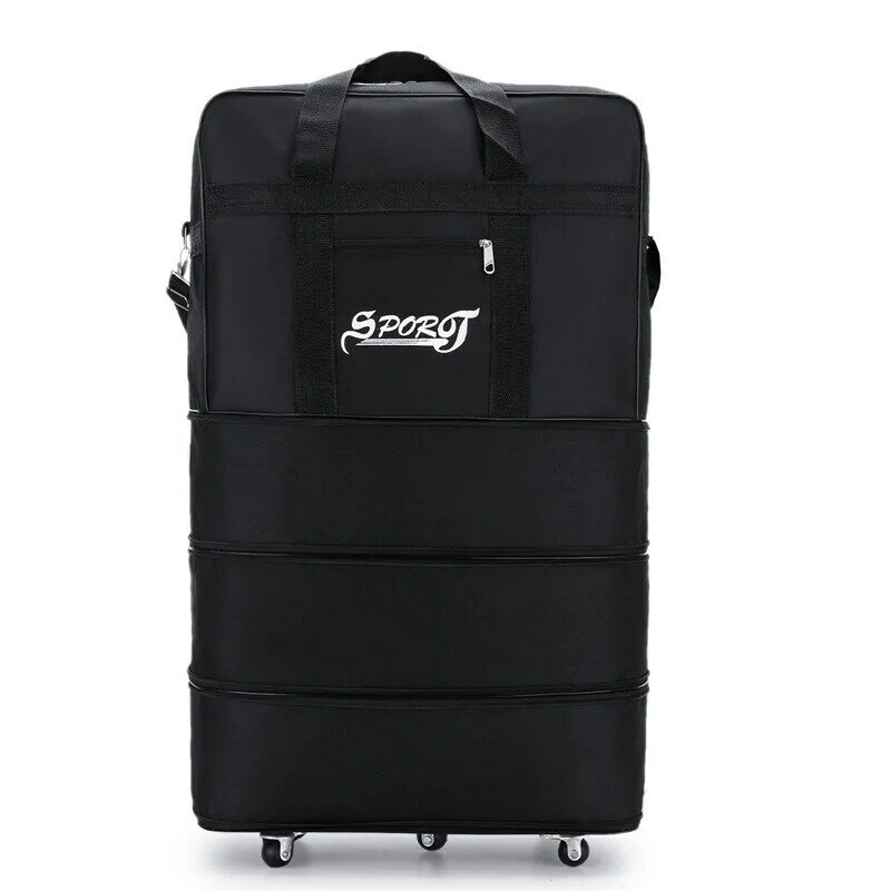 27 32 Inch Travel Bag With Wheels Large Capacity Adjustable Luggage Bags Waterproof Oxford Handbags Unisex Suitcase Black XA244M
