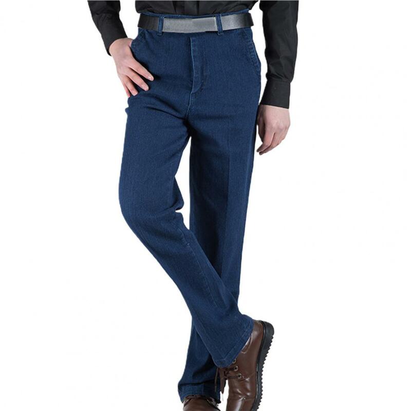 Semua Cocok Besar Warna Solid Jeans Panjang Lembut Elastis Pensil Jeans Saku untuk Pesta