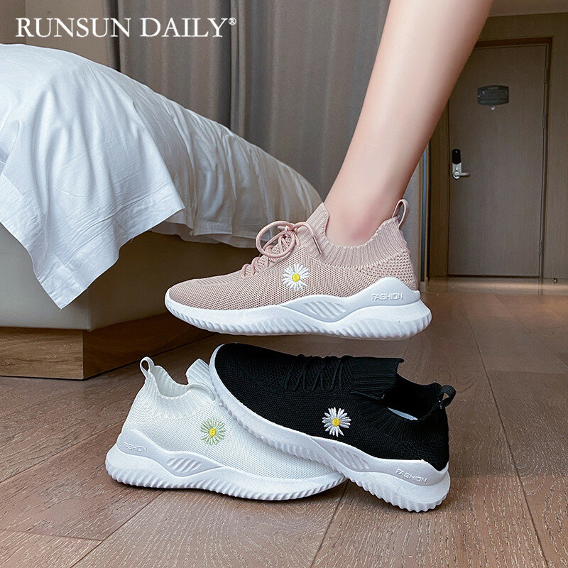 Tênis feminino sapatos de caminhada confortável respirável sapatos planos leve ao ar livre casual esportes footwears deportes recreativos