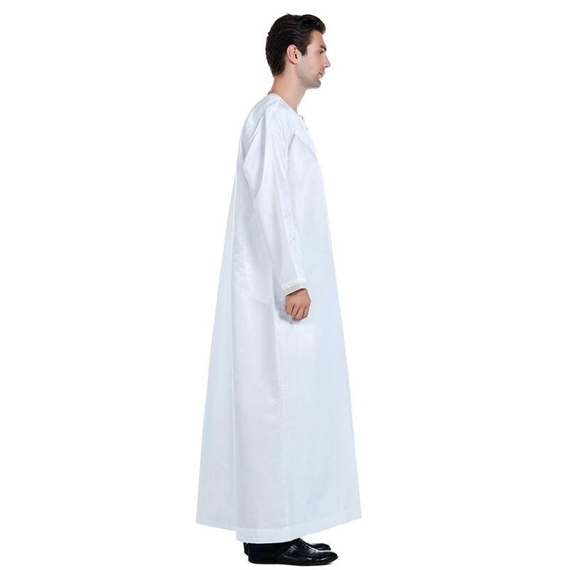 Hanyimidoo-Abaya musulmana para hombres, túnica larga de Oriente Medio, caftán árabe, Dubái, ropa islámica de manga larga para adultos