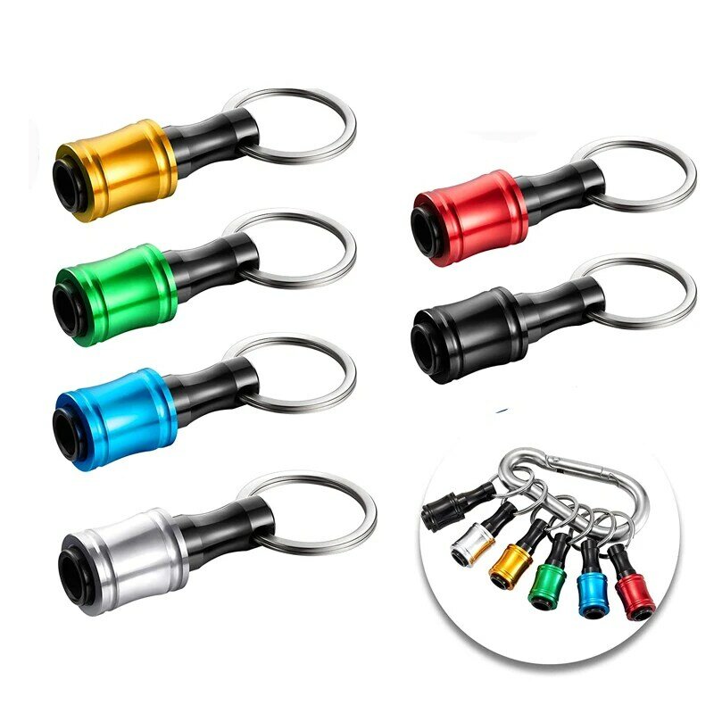 1/4inch Hex Shank Aluminum Alloy Screwdriver Bits Holder Extension Bar Drill Screw Adapter Quick Release Keychain Easy Change