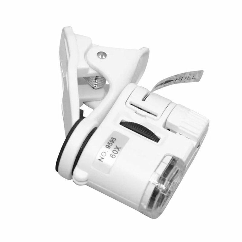 Loupe 60X Microscope de téléphone portable avec LED, Loupe mobile universelle, Objectif Partenaires Zoom réinitialisation d'appareil photo