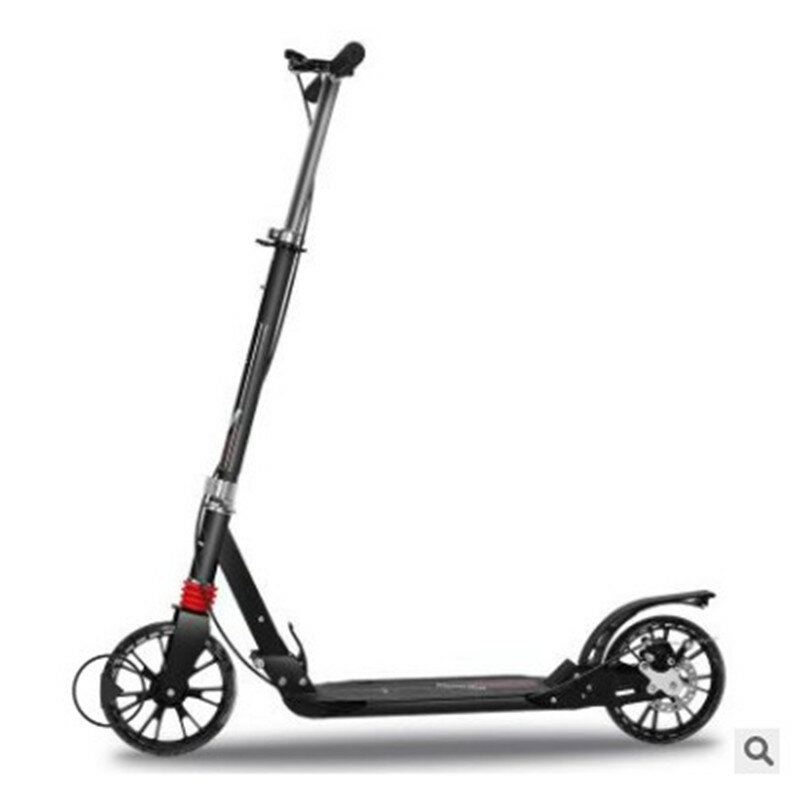 Scooter adulta de duas rodas dobrável, pedal único para bicicleta, freio de mão duplo de absorção de choque, scooter grande de criança urbana