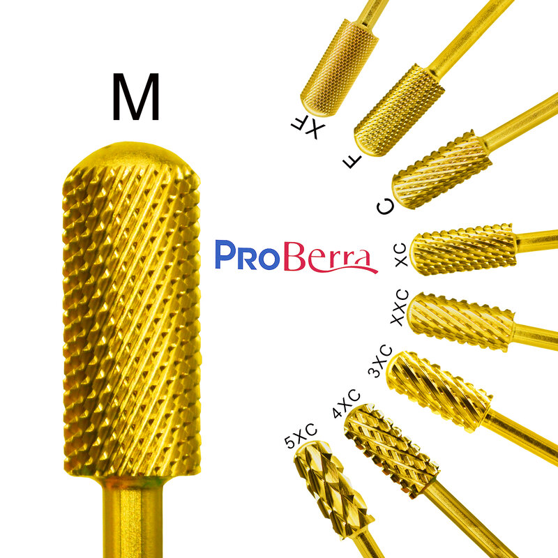 NAILTOOLS 5.35 Small Round Top barrel Gold Carbide Manicure Nail drill bit File Accessories 8 different