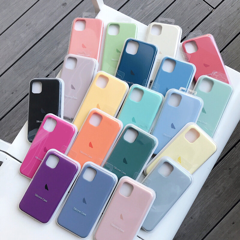 Official Original Silicone Logo Case For iPhone 12 Pro X XR XS Max 6 6s 7 8Plus Full Cover For iPhone 11 12 Pro Max SE 2020 Case