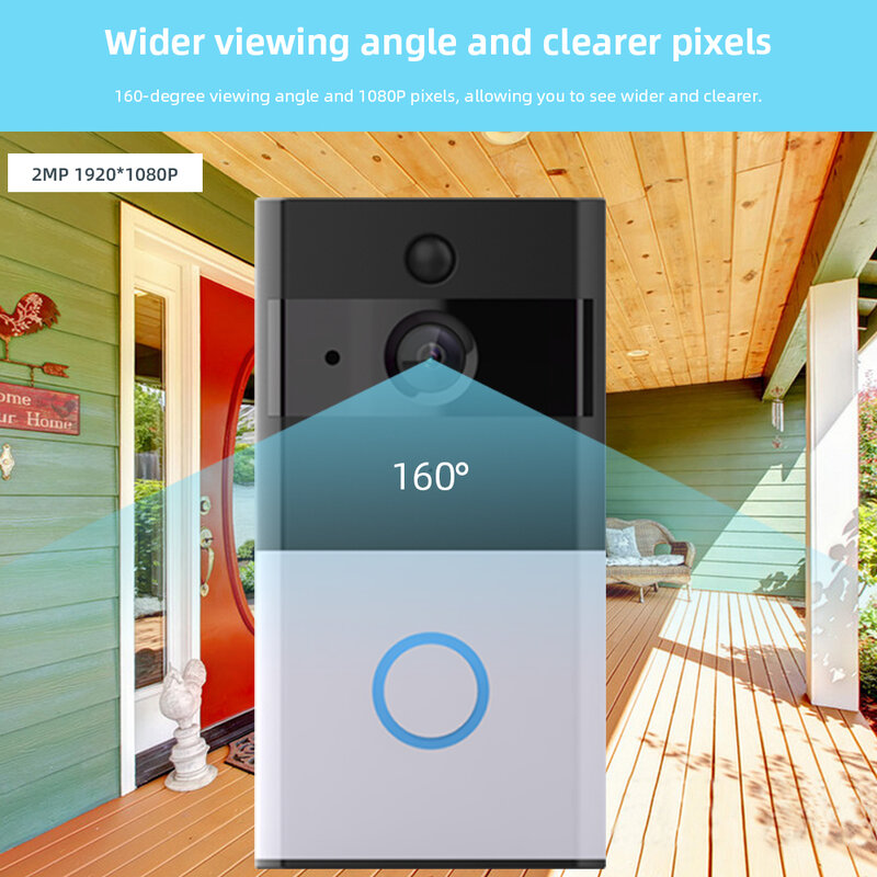 Timbre de puerta inalámbrico con vídeo inteligente, intercomunicador con Audio bidireccional, cámara compatible con Alexa y Google Home, Tuya, 1080p, visión nocturna