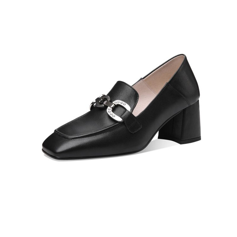 Zapatos de tacón alto con punta cuadrada para mujer, calzado de tacón grueso de 6cm, para otoño, 2021