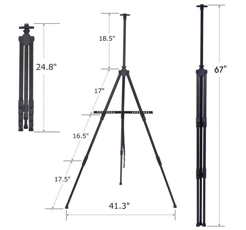 Portable Adjustable Metal Sketch Easel Stand Foldable Travel Easel Aluminum Alloy Easel Sketch Drawing For Artist Art Supplies