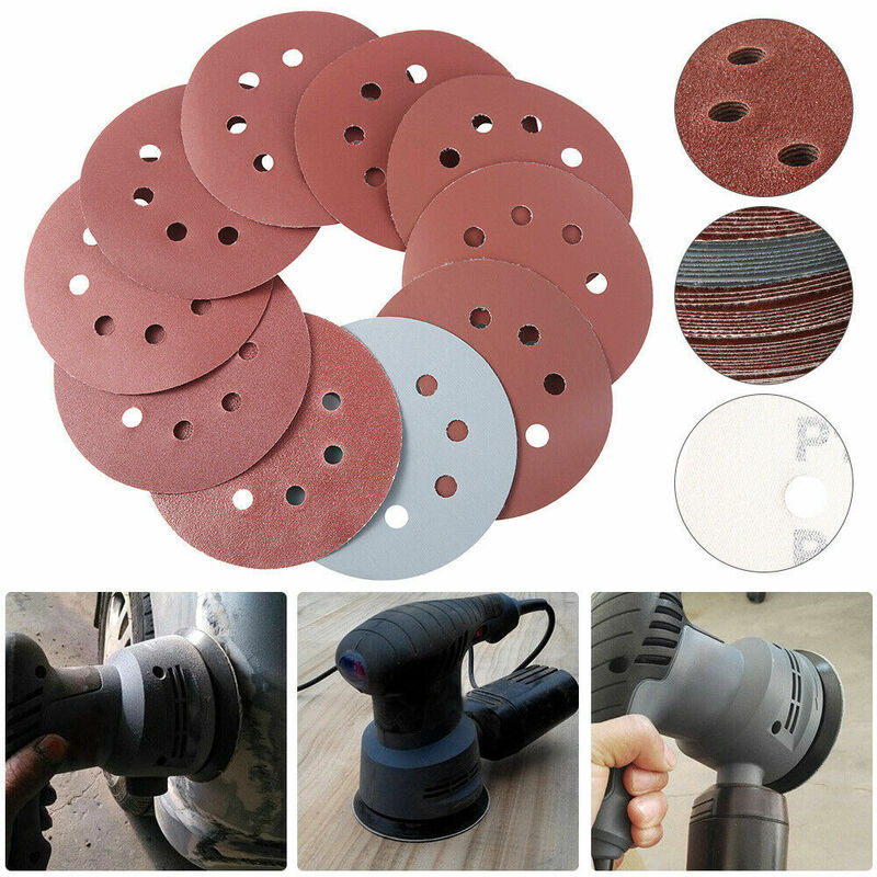 50pcs 5Inch 125mm Round Sandpaper Sanding Disk Sander Grit 80/180/240/320/800 Hook and Loop Sanding Disc Polish Abrasive Tools