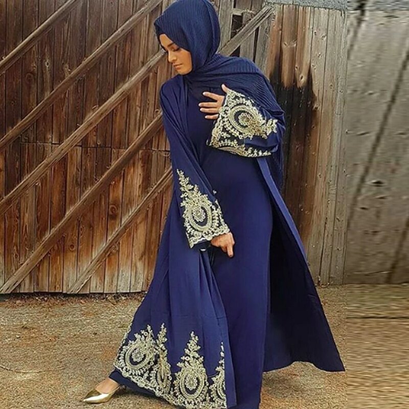 Kaftan Dubai Abaya kardigan Kimono muzułmański hidżab sukienka turecki Arabia saudyjska sukienki afrykańskie dla kobiet Kaftan szata Islam odzież