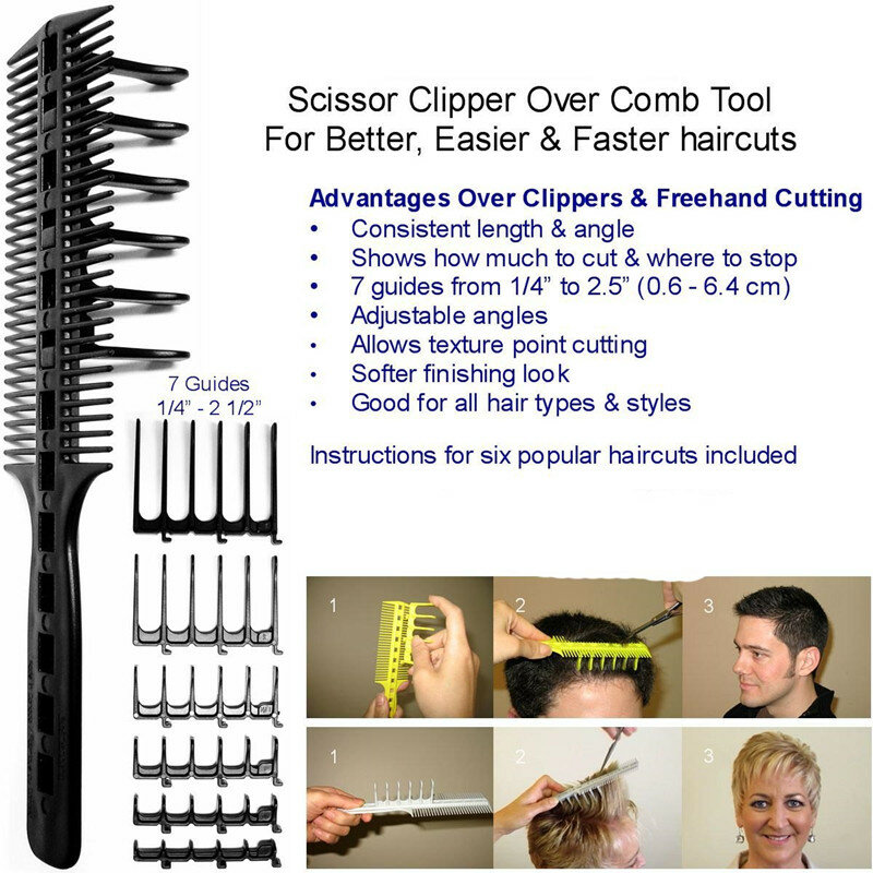 Juego de 6 unids/set de accesorios de peine, Kit de peluquería, estereotipos, peine, cepillo ondulado, combinación de herramienta de corte de pelo