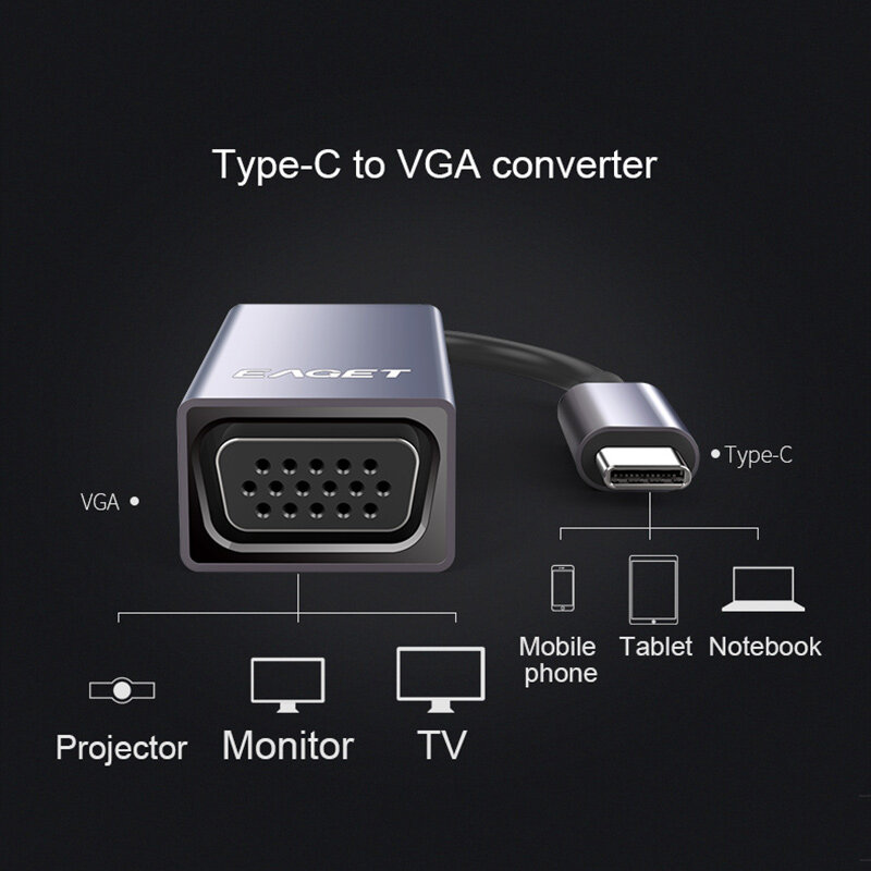 EAGET Tipo-C para VGA conversor CH01
