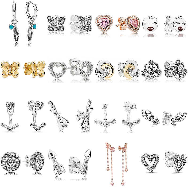Новые женские серебряные серьги, популярные серьги с соединенными кругами, душевные перья, серьги в форме сердца свободной руки для женщин, ювелирные изделия в подарок