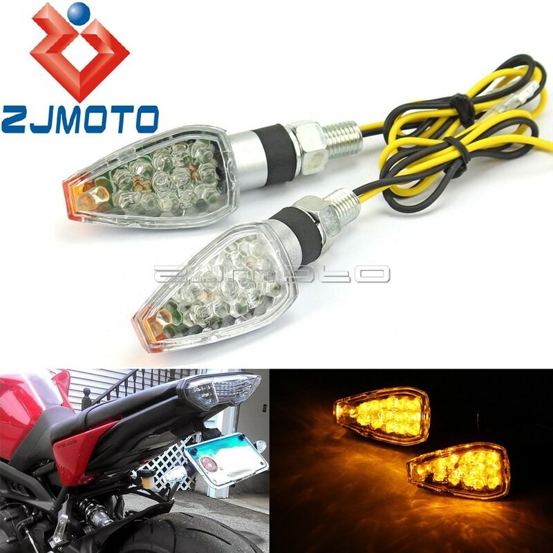 10mm Motorrad Zugelassen Blinker Blinkers Für Honda Yamaha Suzuki Kawasaki MT03 MT07 MT09 LED Bernstein Licht Indikatoren