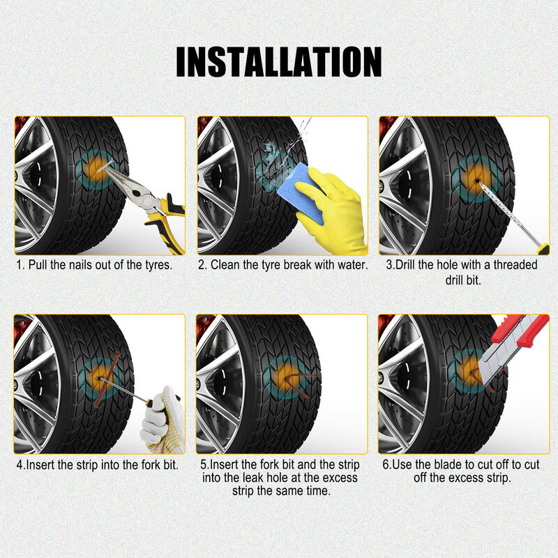 Kit Alat Perbaikan Ban Mobil Set Studding Plug Tusukan Sepeda Otomatis Tang Hidung Jarum Garasi Film Vakum Sekrup Kuku dengan Casing Penyimpanan