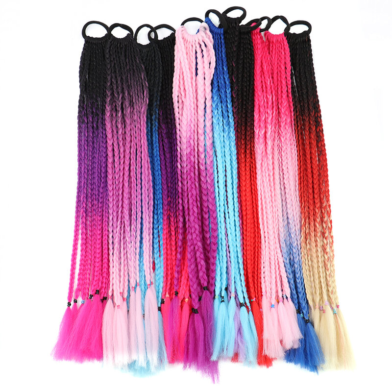 Haarstukje Paardenstaart Haarverlenging Gekleurde Valse Pigtail Met Elastische Band Kanekalon Voor Overhead Tail Synthetisch