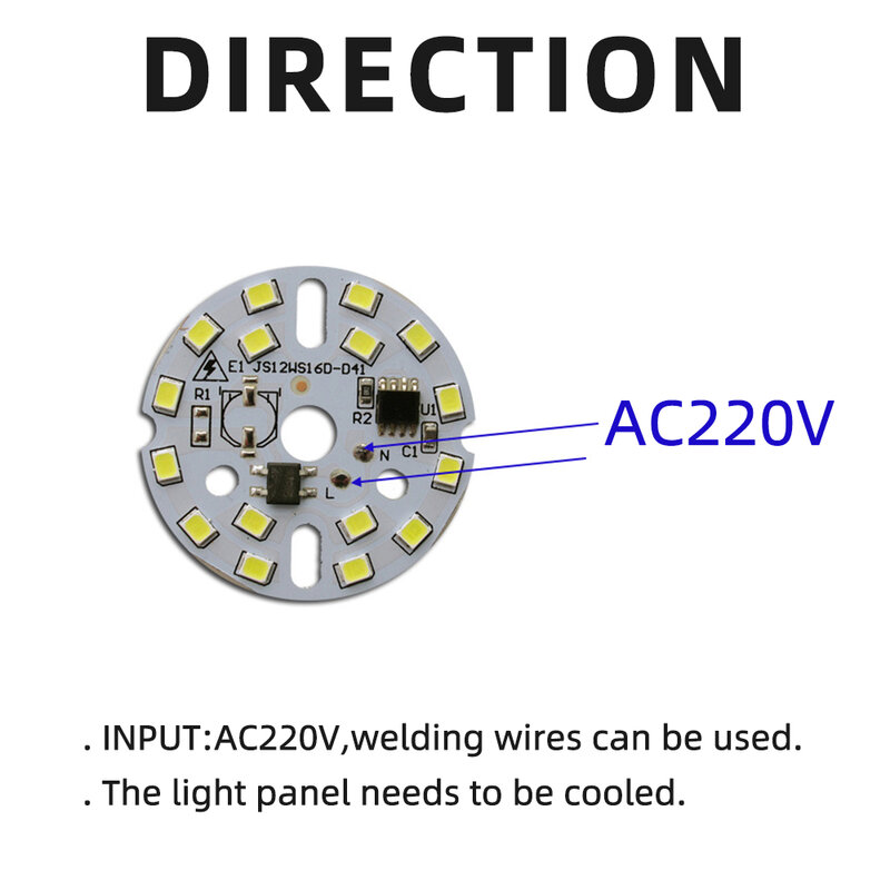 5pcs/lot AC220V SMD2835 LED Chips 3W 5W 7W 9W 12W LED Lighting Beads Free Driver Light Boards Aluminum Lamp plates for LED Bulb