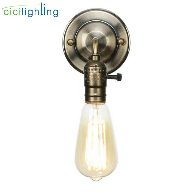 Luzes LED parede com interruptor de corrente Pull, Chrome Loft Estilo, Retro Vintage Iron Lamp, Lâmpada de parede do quarto, Lampen cabeceira, Escada Wandlamp