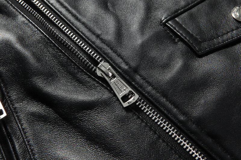 오토바이 양피 정품 가죽 자켓 여성용, 슬래시 넥 섹시한 지퍼 바이커 바머 자켓 슬림핏 짧은 코트
