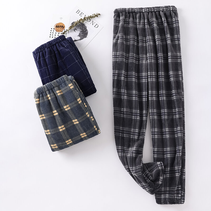 Optics Glutnel-Pantalon de nuit chaud à carreaux pour homme, pyjama fjBig Yards, bas, vêtements de nuit