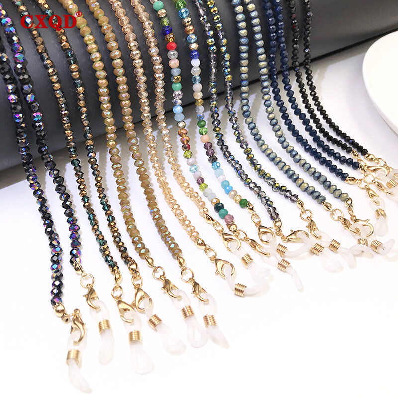 Цепочка для очков для чтения Женская, Модный шнур для солнцезащитных очков, повседневный ремень для очков с цветным покрытием и бусинами 4 мм, подарочное ожерелье