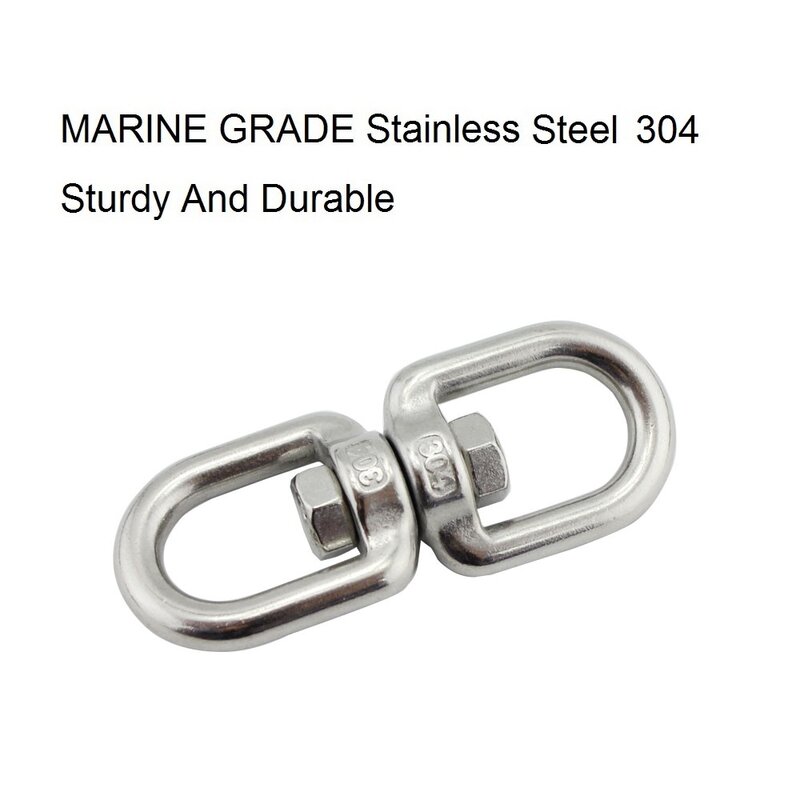 1PCS 304 Stainless Steel Eye To Eye Anchor Swivel 4mm 5mm 6mm 8mm 10mm Heavy Duty Stainless Steel Marine Anchor Chain Swivel