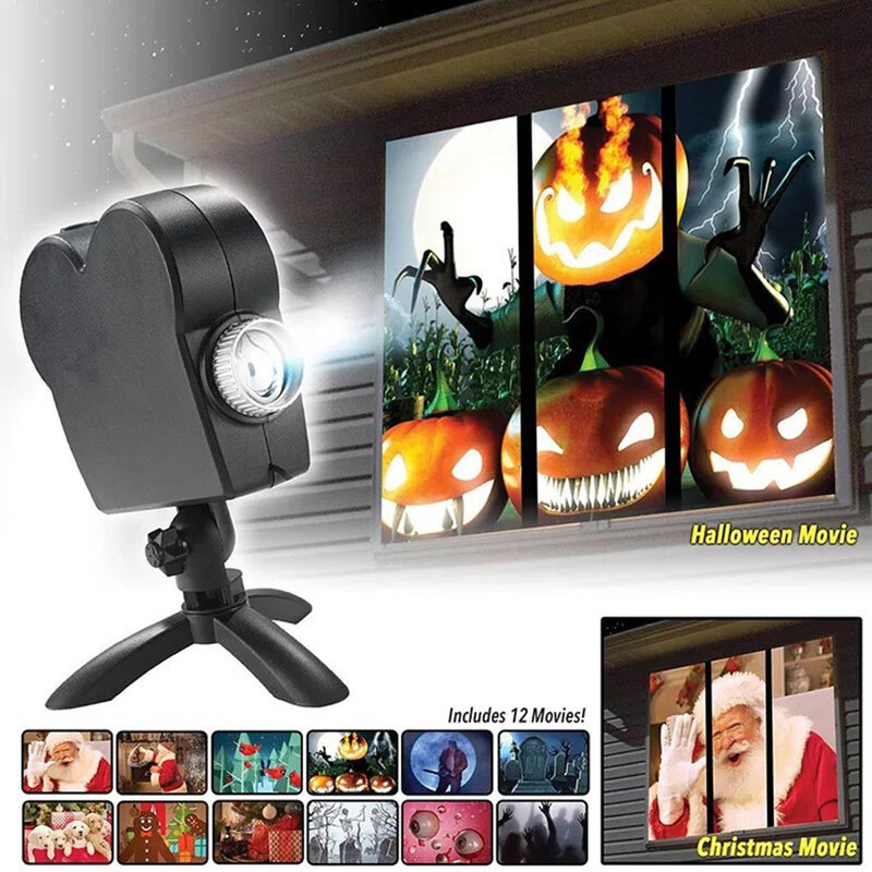 Christmas Projection Lamp LED Halloween Festival Projector Flood Light Spotlights Party Supplies Multiple Scene Window Projector