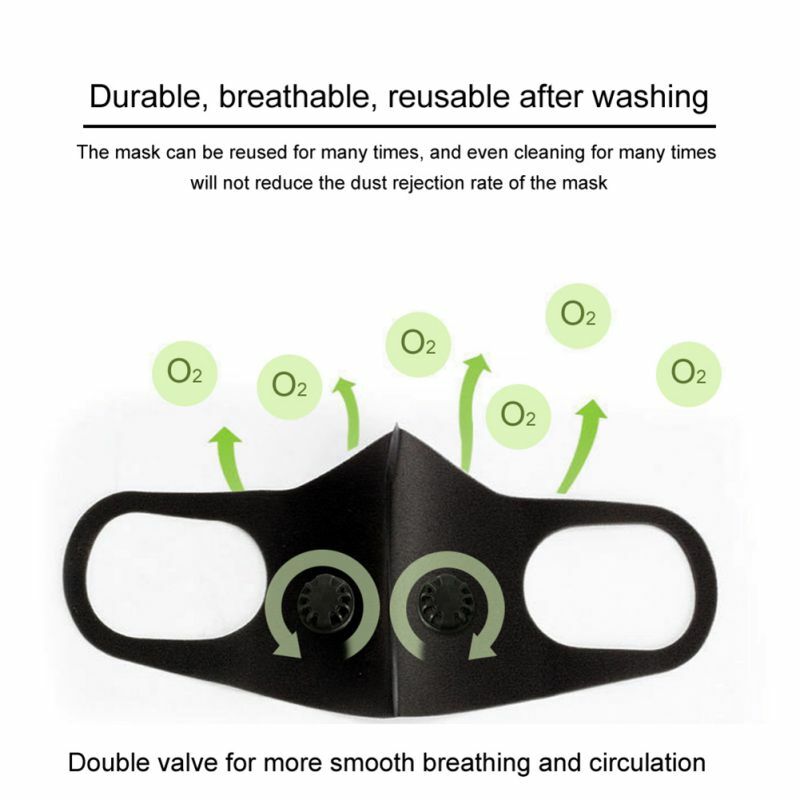 Black Anti Dust Mask PM2.5 Activated Carbon Filter Face Mouth Masks Reusable Mouth Cover Anti Dust Mask Men Women