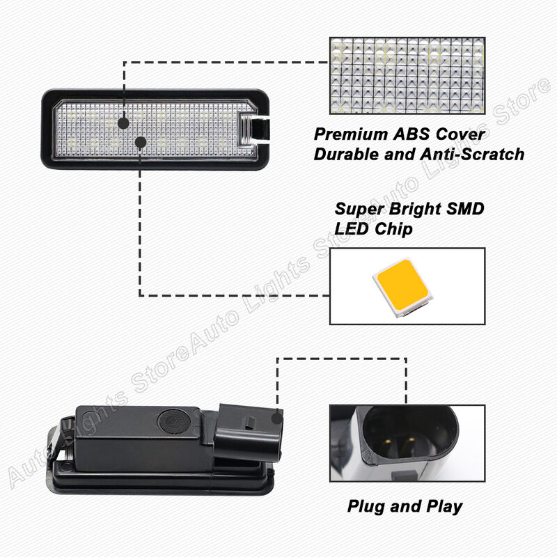 Feux de plaque de planificateur de numéro LED avec Canbus, contraste rocco CÔTÉ cinelle, VW GTi, Golf 4, 5, 6, 7, MK4, MK5, MK6, MK7, Passat B7, CC, EOS, 2 pièces