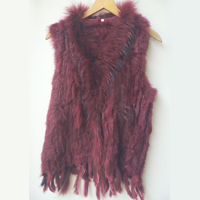 2023 Autumn Knitted Real Rabbit Fur Vest Women Warm Genuine Fur Gilets Female Causual Genuine Fur Waistcoat