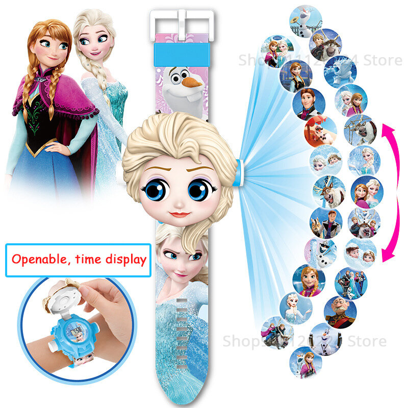24 Jam Tangan Anak-anak Proyeksi Imagic Jam Tangan Anak Perempuan Disney Princess Elsa Minnie Jam Tangan Digital Anak Laki-laki Hadiah Jam Tangan Siswa